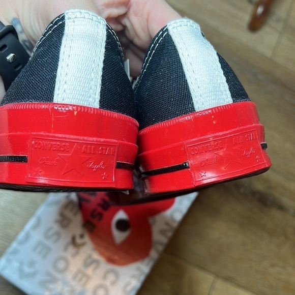 NIB Converse x Commes des Garçons Black & Red Chuck Taylor Sneakers Size 9 - Picture 6 of 11